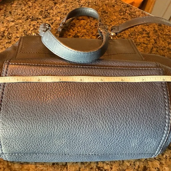 Tory Burch Navy Half Moon Satchel - Picture 7 of 15